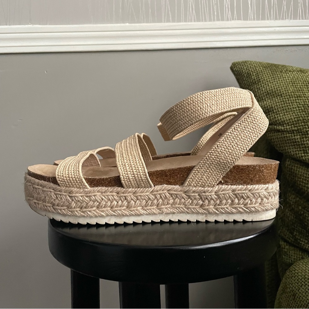 Esprit Womens Gigi Tan Ankle Strap Espadrille Flatform Sandals Shoes